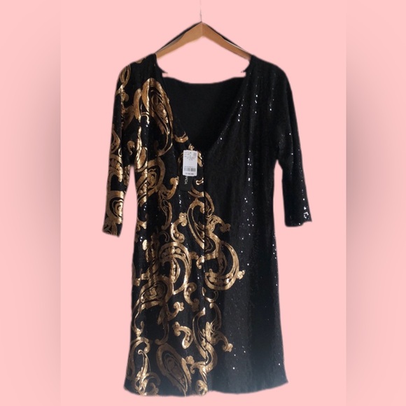Black and gold sequence party dress new with tags - Picture 2 of 4